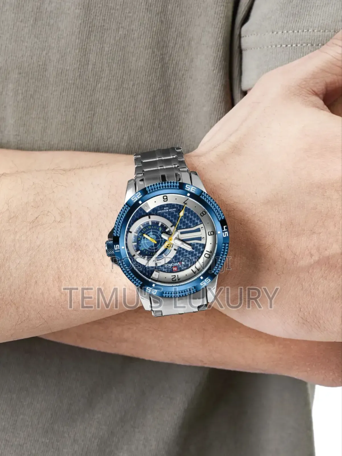 Naviforce Nf-9223 Dual Mastery Men Blue Quartz Wristwatch