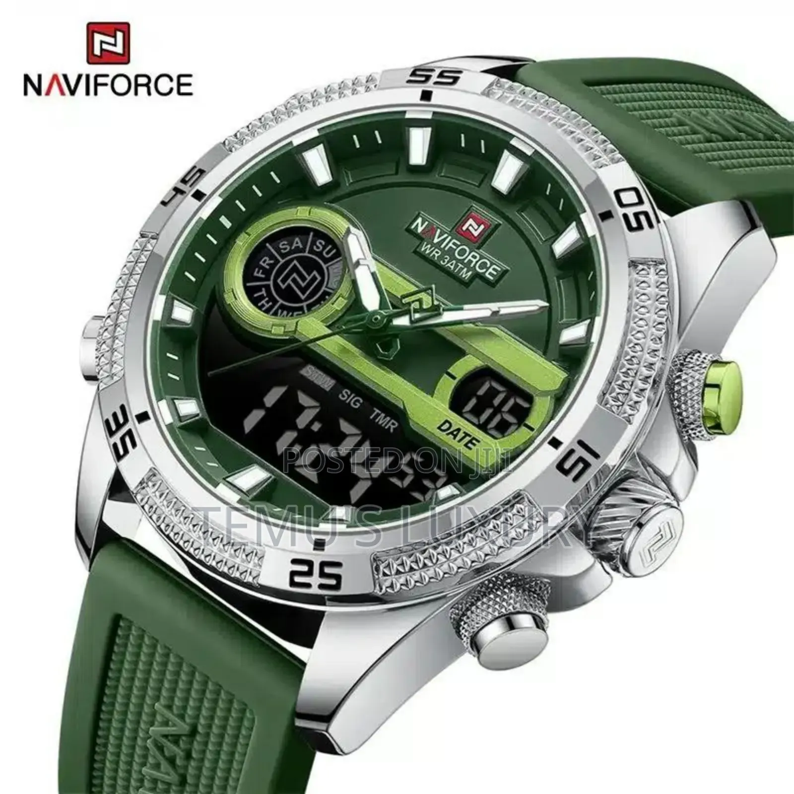 Naviforce Nf-9223 Dual Mastery Men Quartz Watch Rectangle Wristwatch