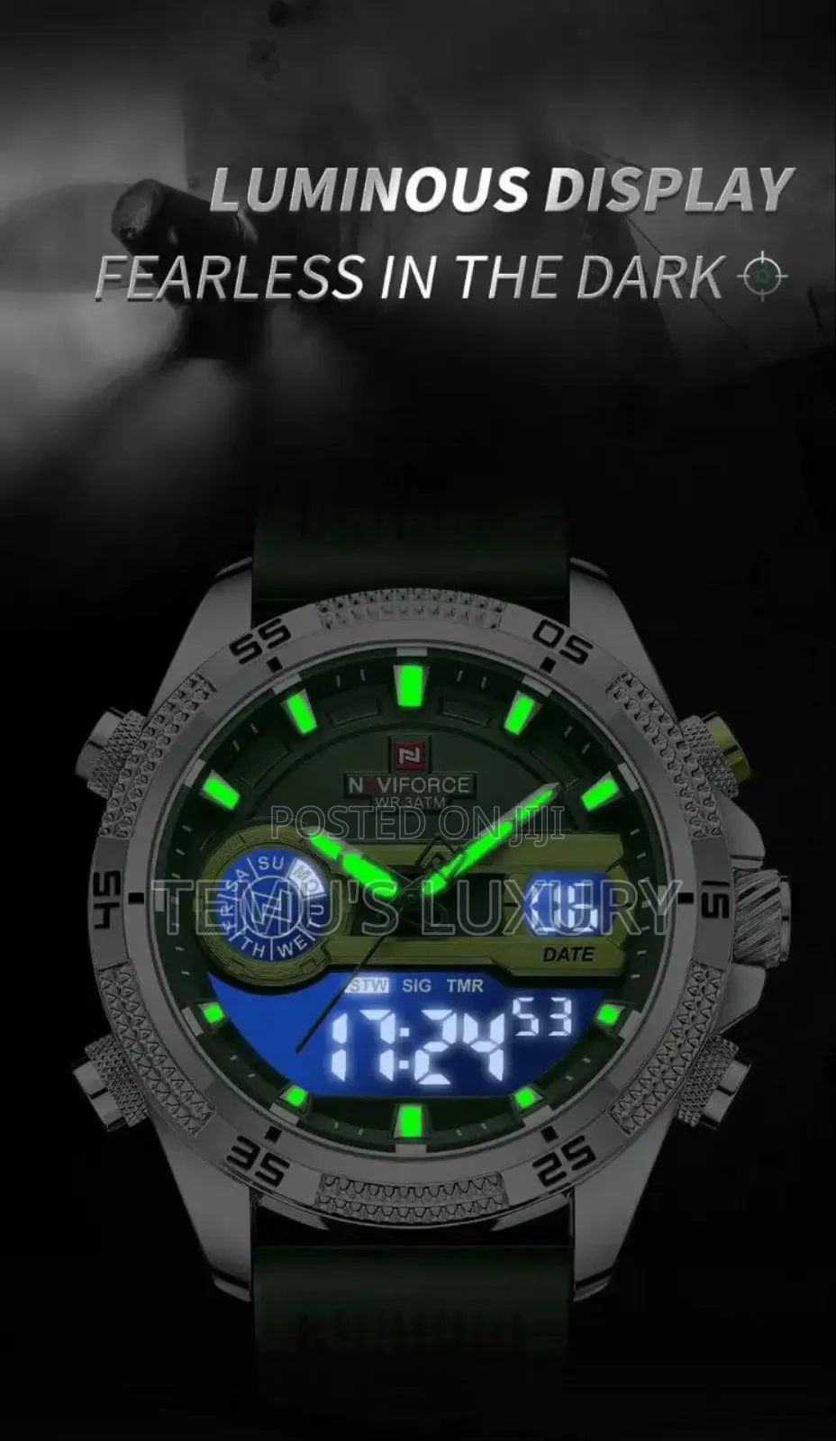 Naviforce Nf-9223 Dual Mastery Men Quartz Watch Rectangle Wristwatch