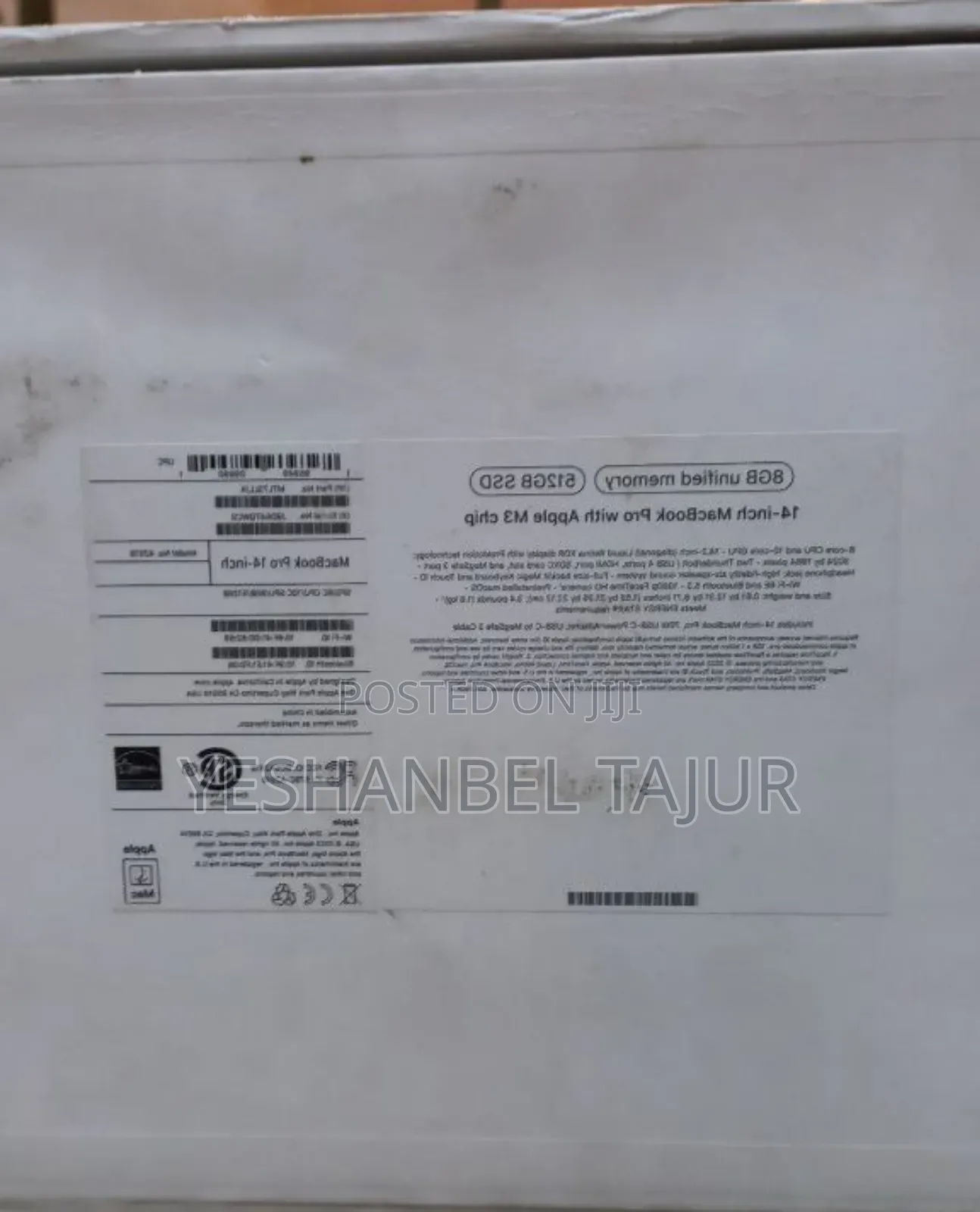 New Laptop Apple MacBook Pro 2023 M3 14-Inch 8GB Apple M3 SSD 512GB