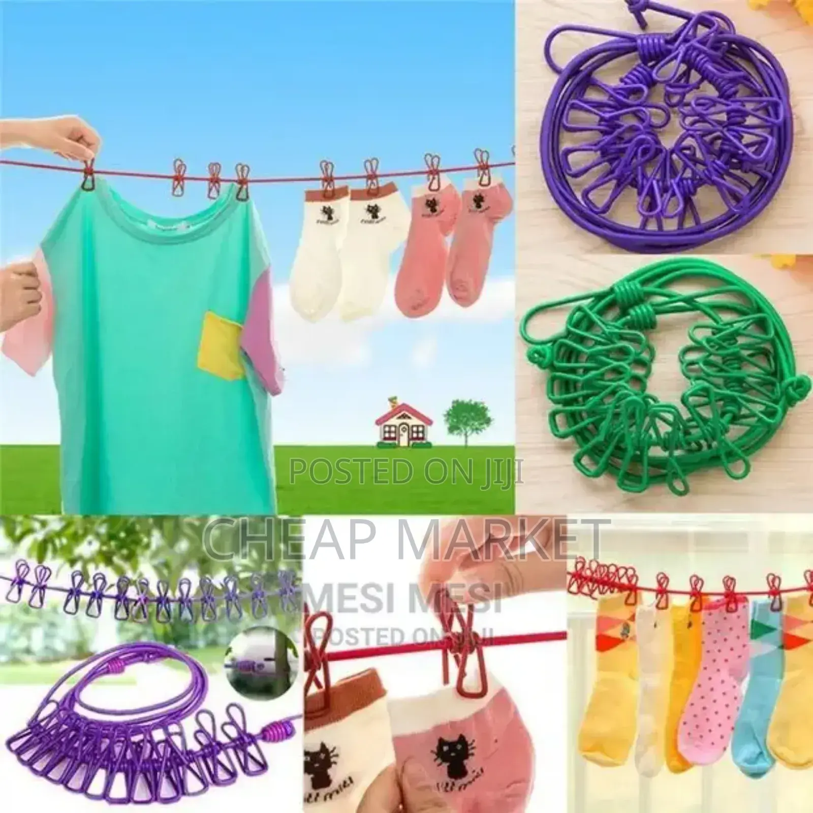 Clotheline Rope With 12 Hooks