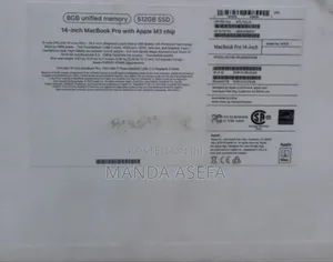 New Laptop Apple MacBook Pro 8GB Apple M3 SSD 512GB