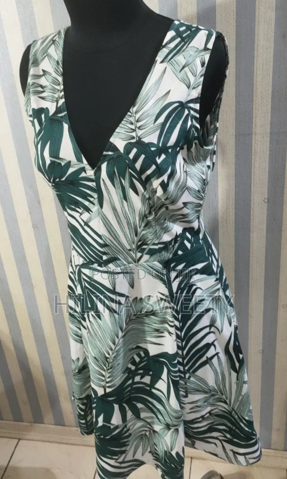 H M Tropical Leaf Print Summer Dress