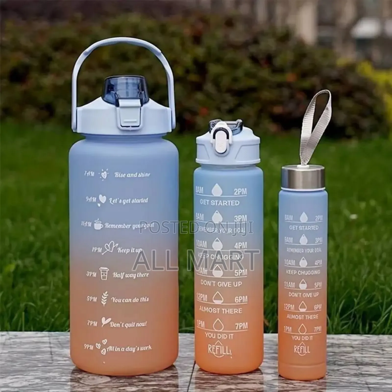3set Sport Motivational Water Bottle