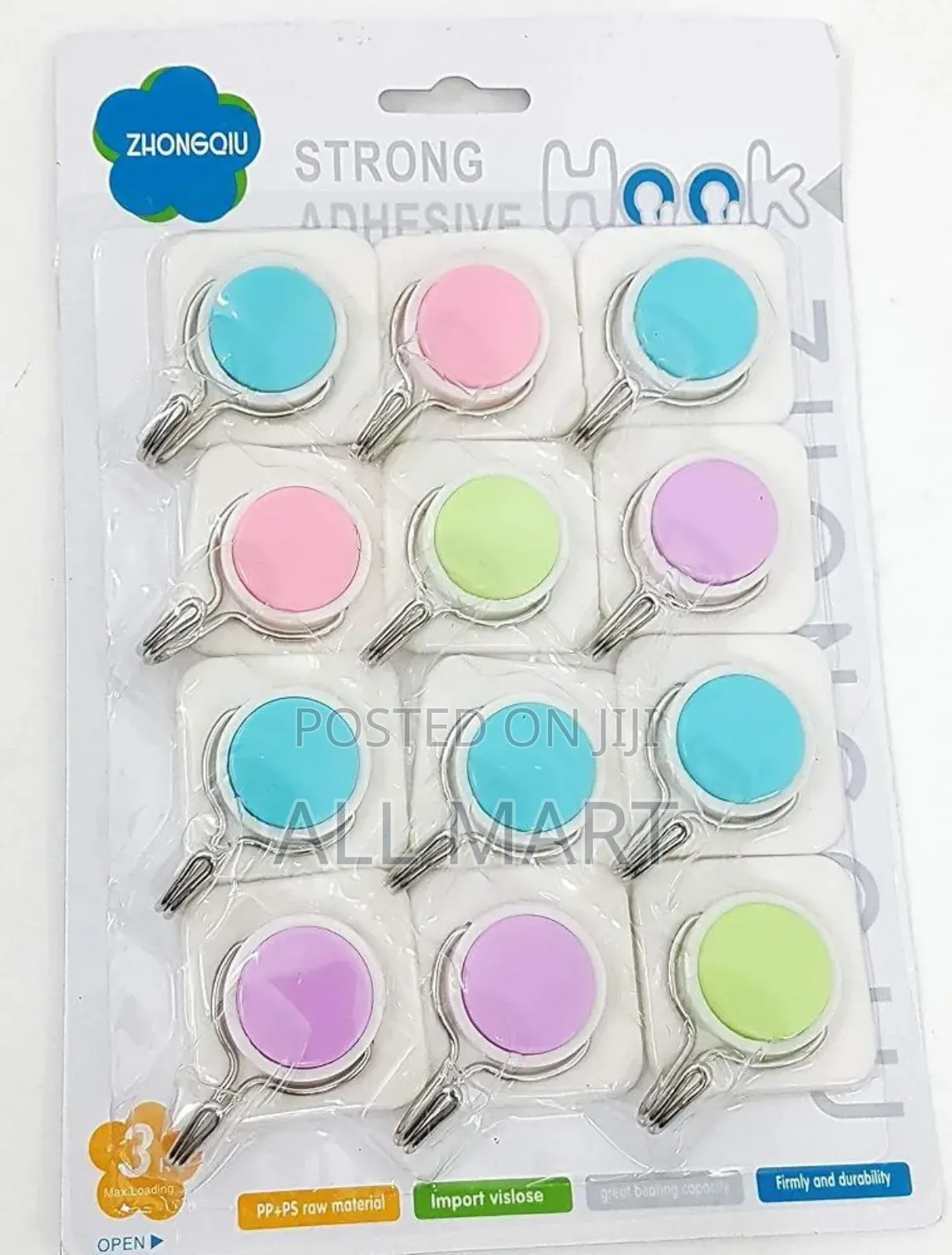 12 Self Adhesive Plastic Hooks