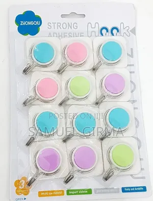 12 Self Adhesive Plastic Hooks