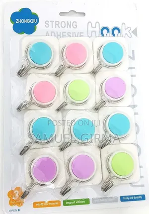 12 Self Adhesive Plastic Hooks