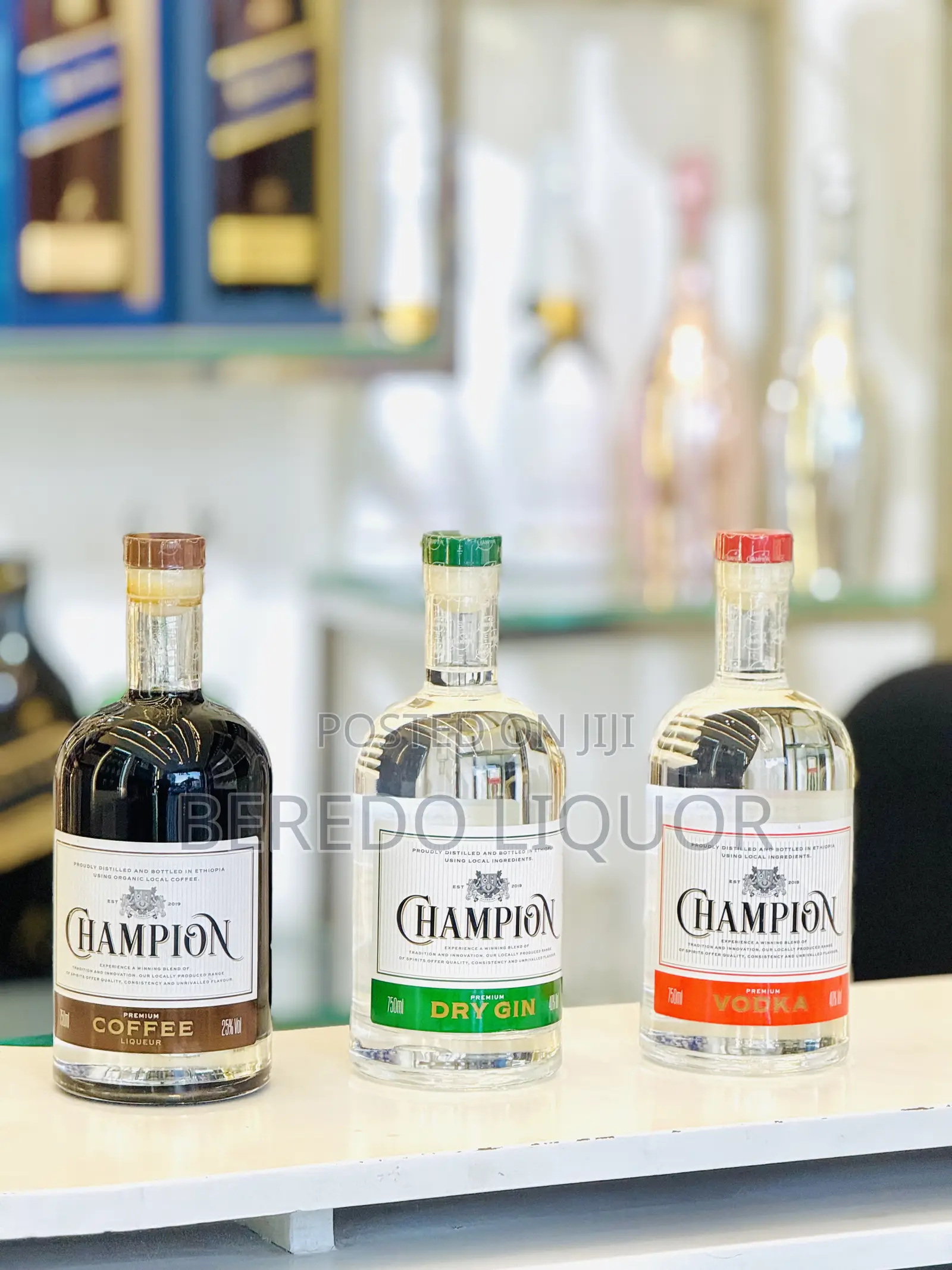 Champion Vodka Dry Gin and Coffee