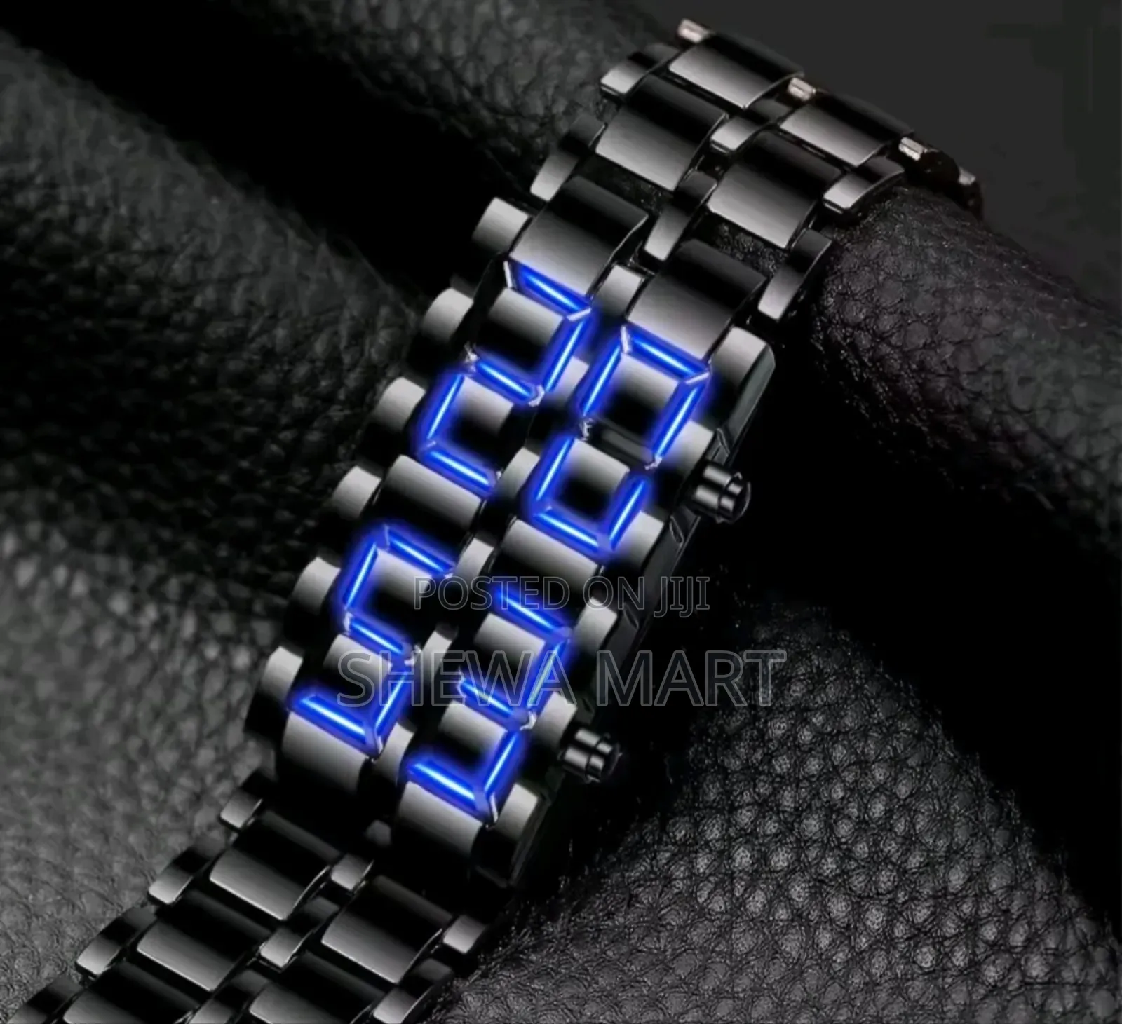 Men's Black Multifunctional Personalized Led Strap Watch