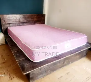 Custom-Made Queen Size Wooden Bed With Mattress