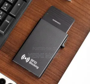 Blocking Magnetic Card Holder - Wallet With One View, Black Metal Desi