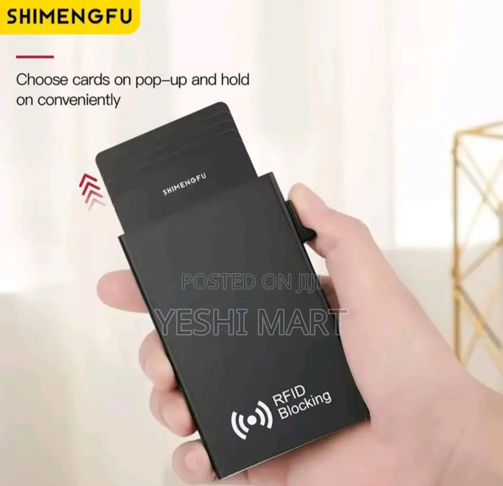 Blocking Magnetic Card Holder - Wallet With One View, Black Metal Desi