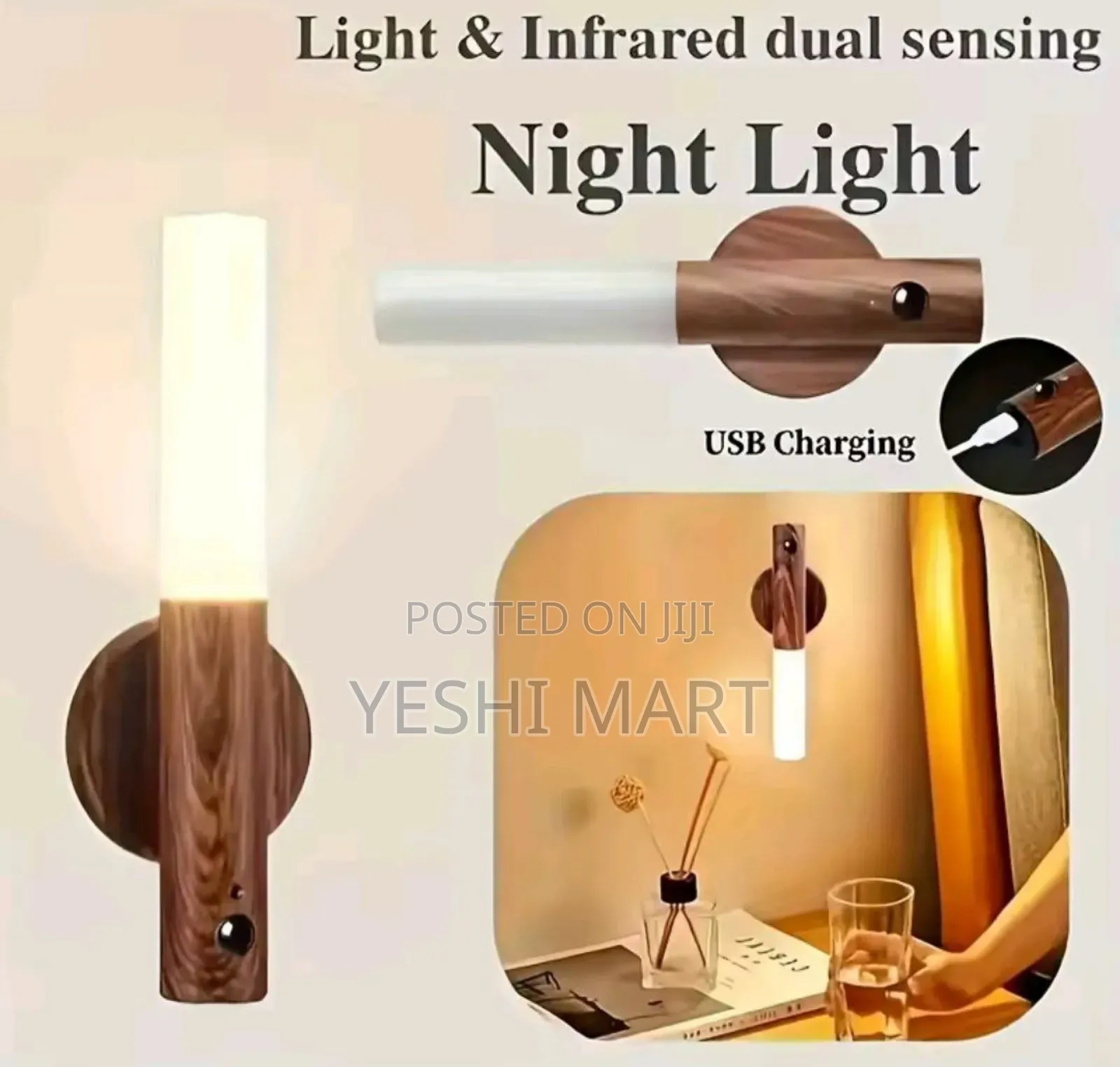 Led Intelligent Sensor Night Lamp, Wireless Usb Rechargeable Sensor