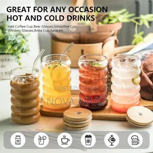 Glass Drinking Mug With Straw