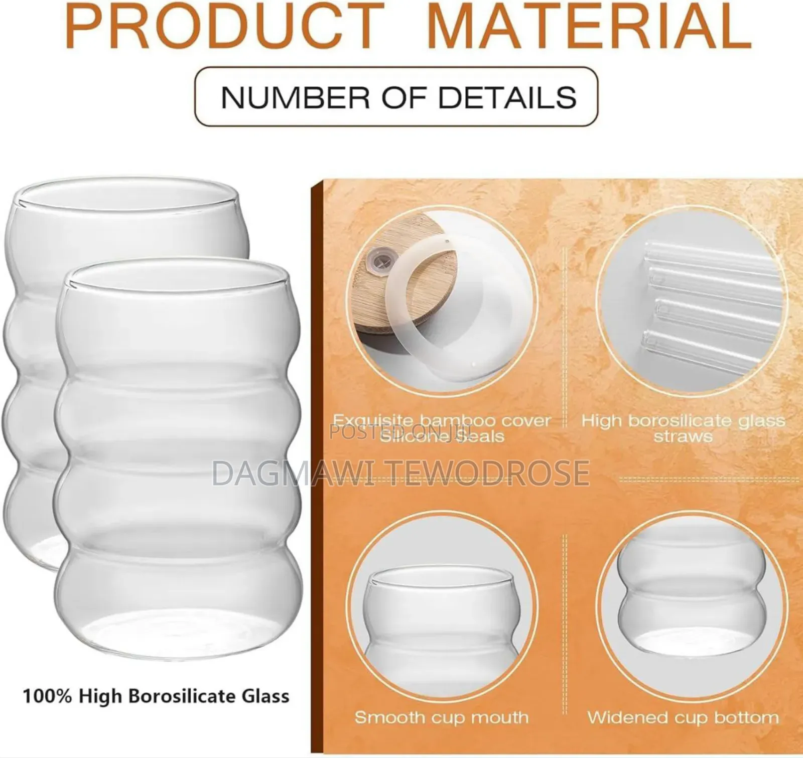  Glass Drinking Mug With Straw