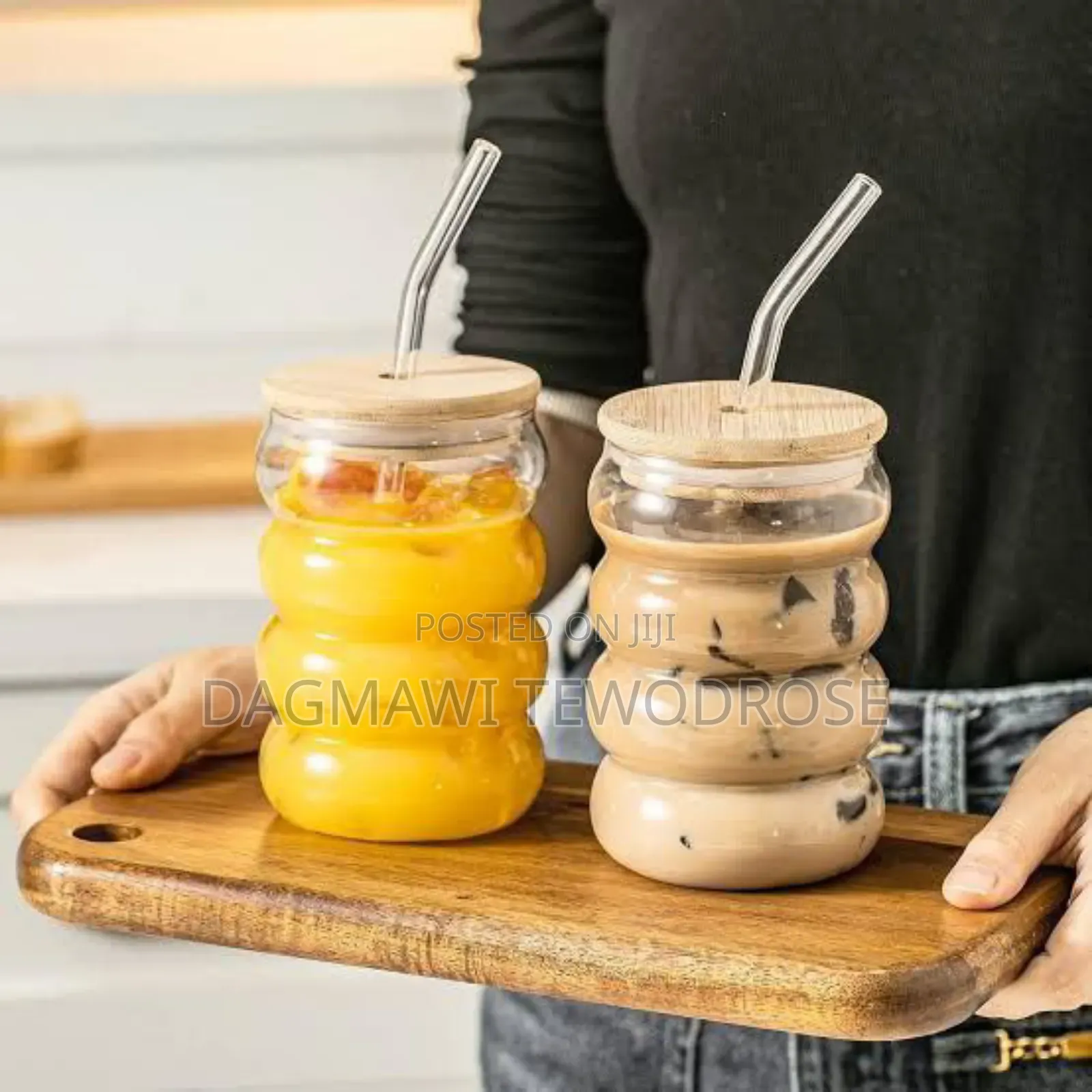  Glass Drinking Mug With Straw
