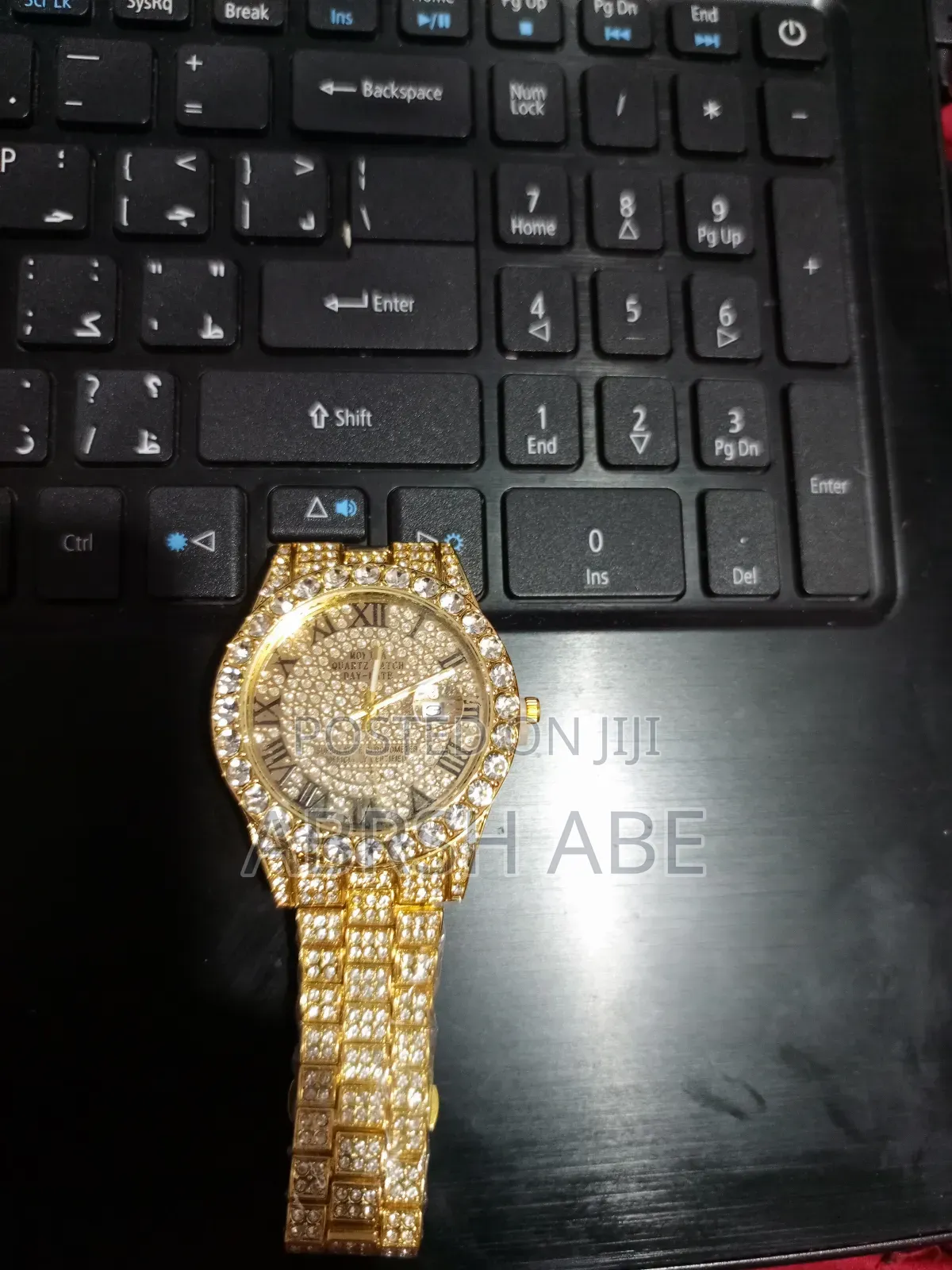 Diamond Hip Hop Watch and Golden Eye Glass