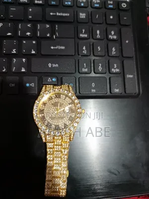 Diamond Hip Hop Watch and Golden Eye Glass