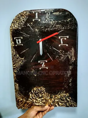 Wall Clock (Size 39×26cm) Solid Wanza Wood, Hand Made
