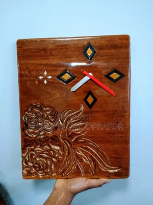 Photo - Wall Clock (Size33.5×25.5cm) Solid Wanza Wood, Hand Made( at Manuhe66