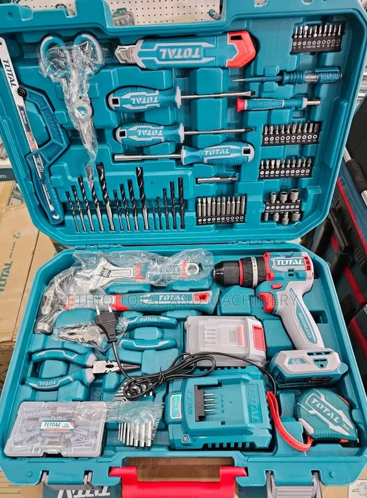 Total 168-Piece Cordless Drill and Hand Tools Set.