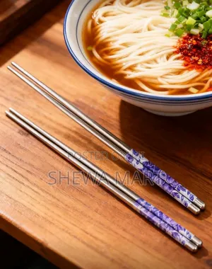 Photo - Stainless Steel Non-Slip Printed Chopsticks, Chinese Noodle Sushi