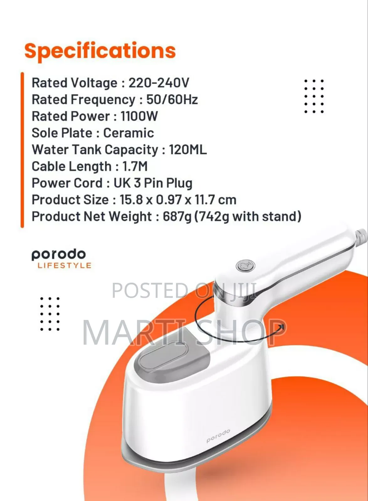 Porodo Lifestyle Mini Steam Iron