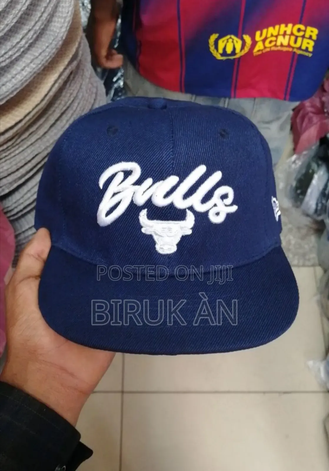 Navy Blue Bulls Flat Cap