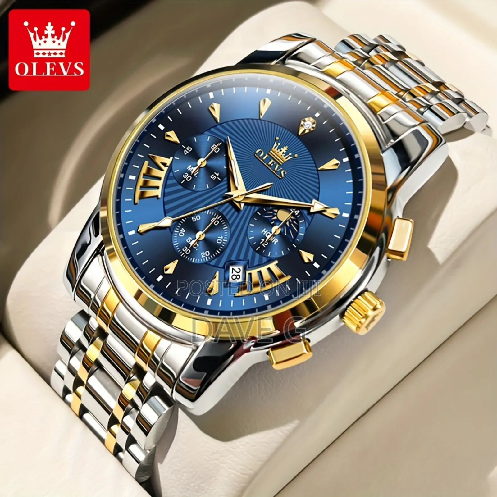 Olevs Sports Silver and Gold Color Watch for Men