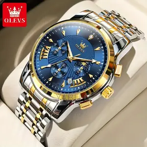 Olevs Sports Silver and Gold Color Watch for Men