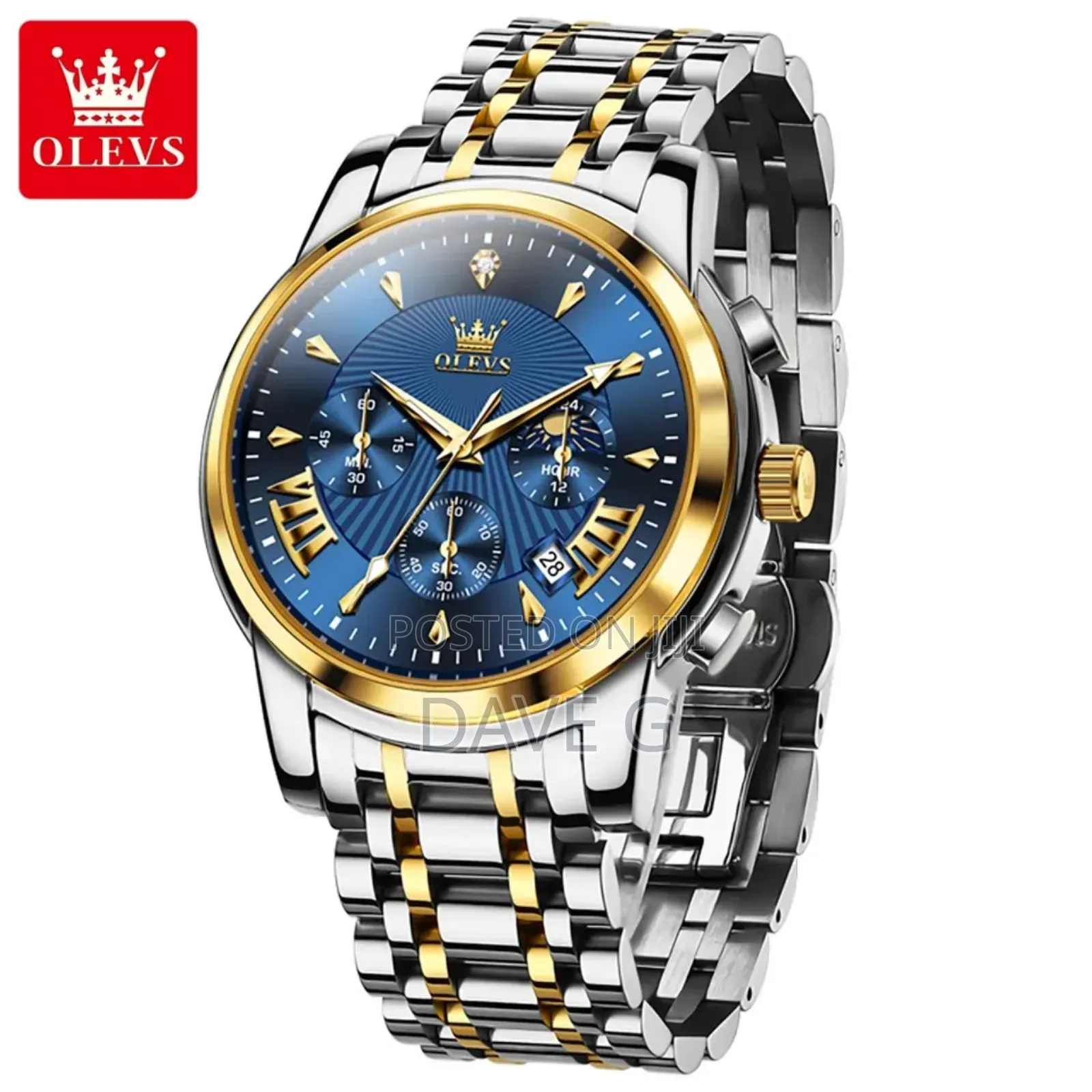 Olevs Sports Silver and Gold Color Watch for Men