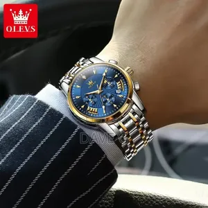 Olevs Sports Silver and Gold Color Watch for Men