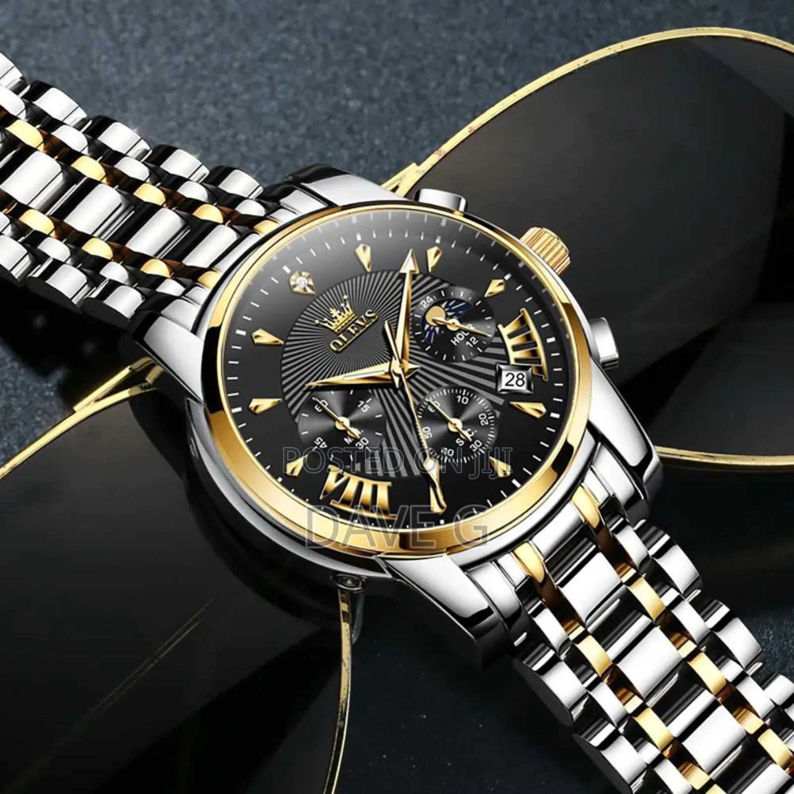 Olevs New Fashion Stylish Silver and Gold Color Watch for Men