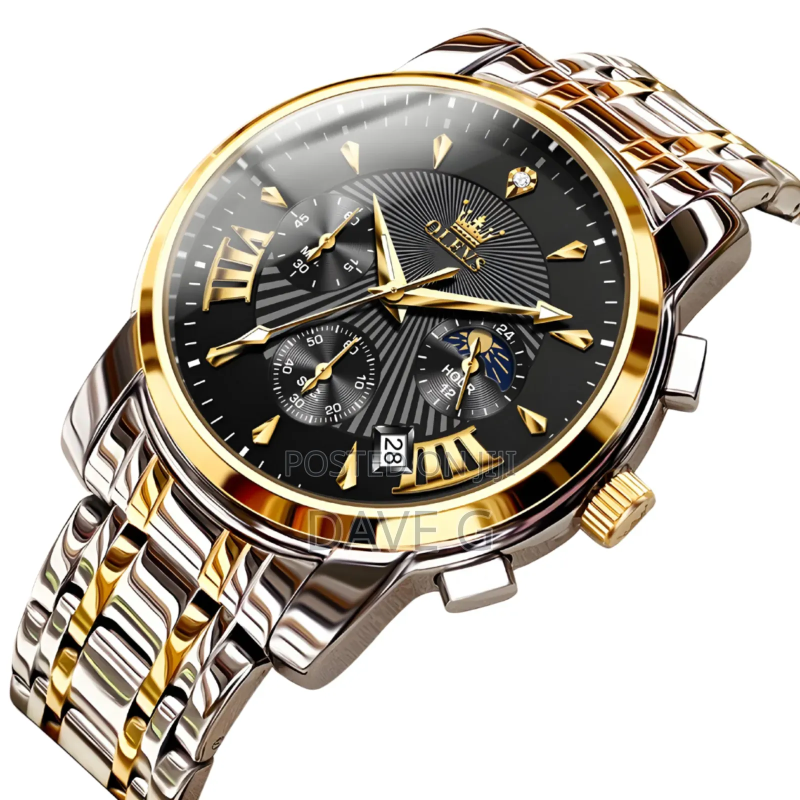 Olevs New Fashion Stylish Silver and Gold Color Watch for Men