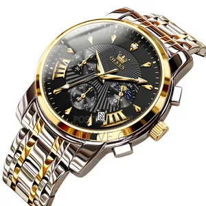 Olevs New Fashion Stylish Silver and Gold Color Watch for Men