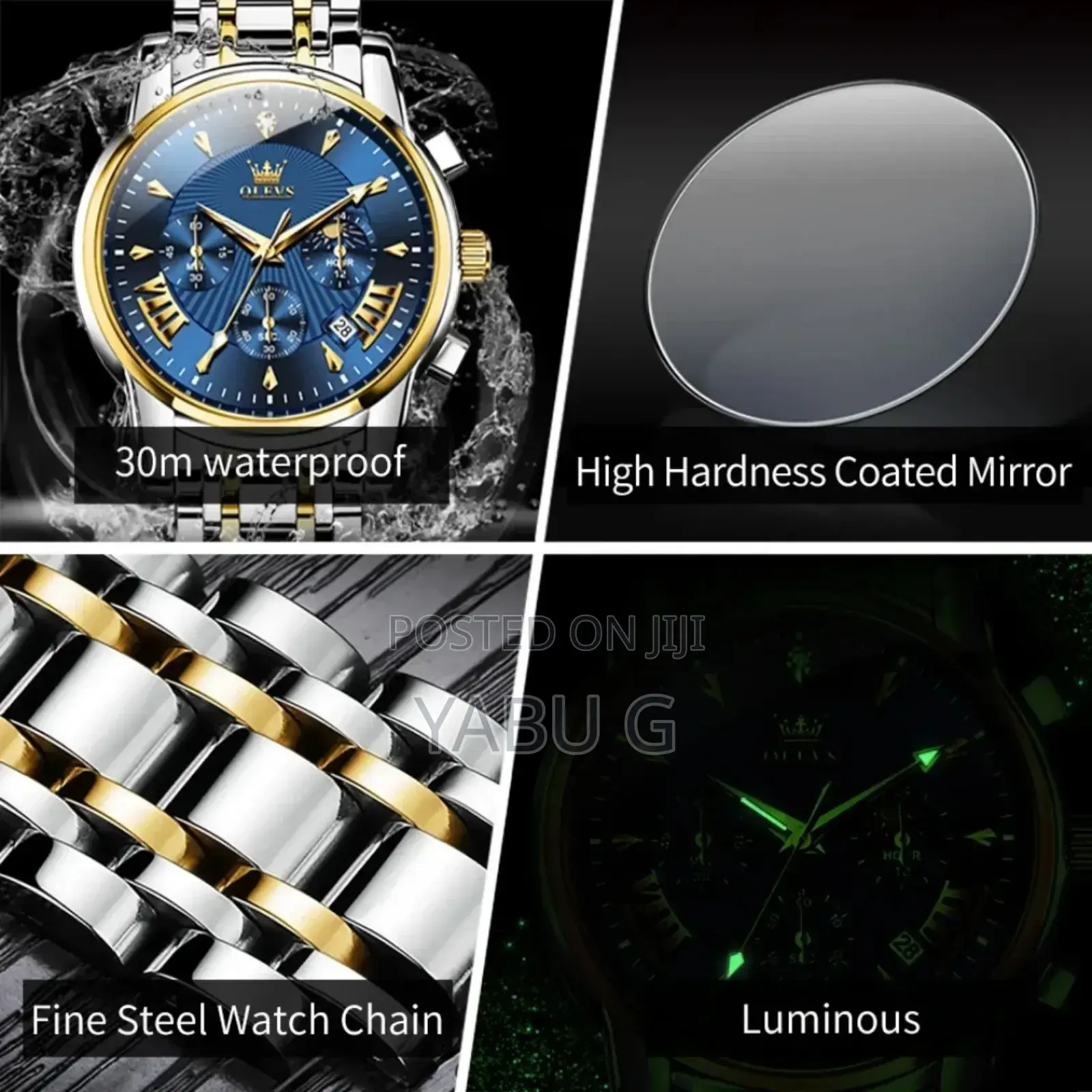 Olevs Luxury Waterproof Stainless Steel Analog Watch