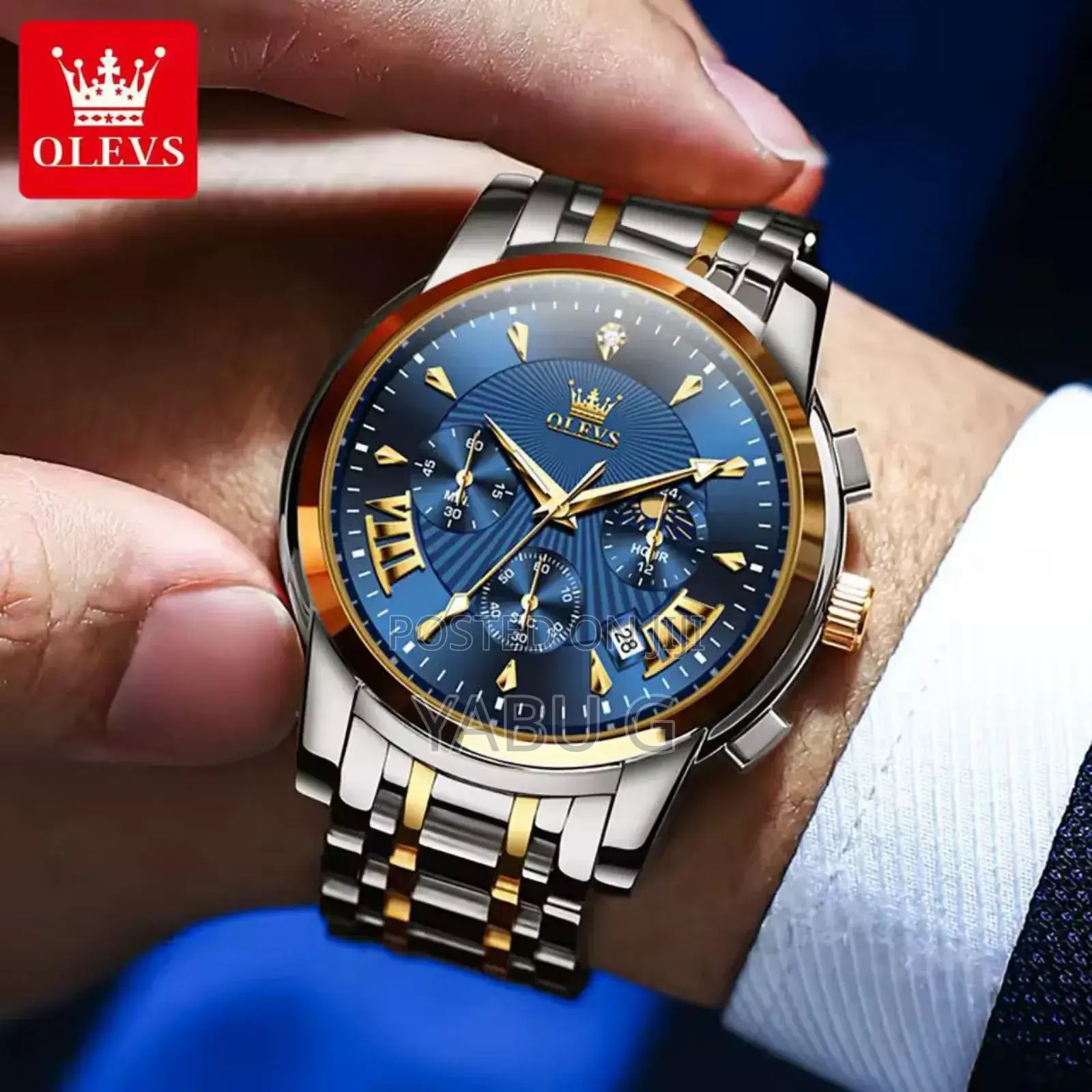 Olevs Watch for Men Stainless Steel Chronograph Watch