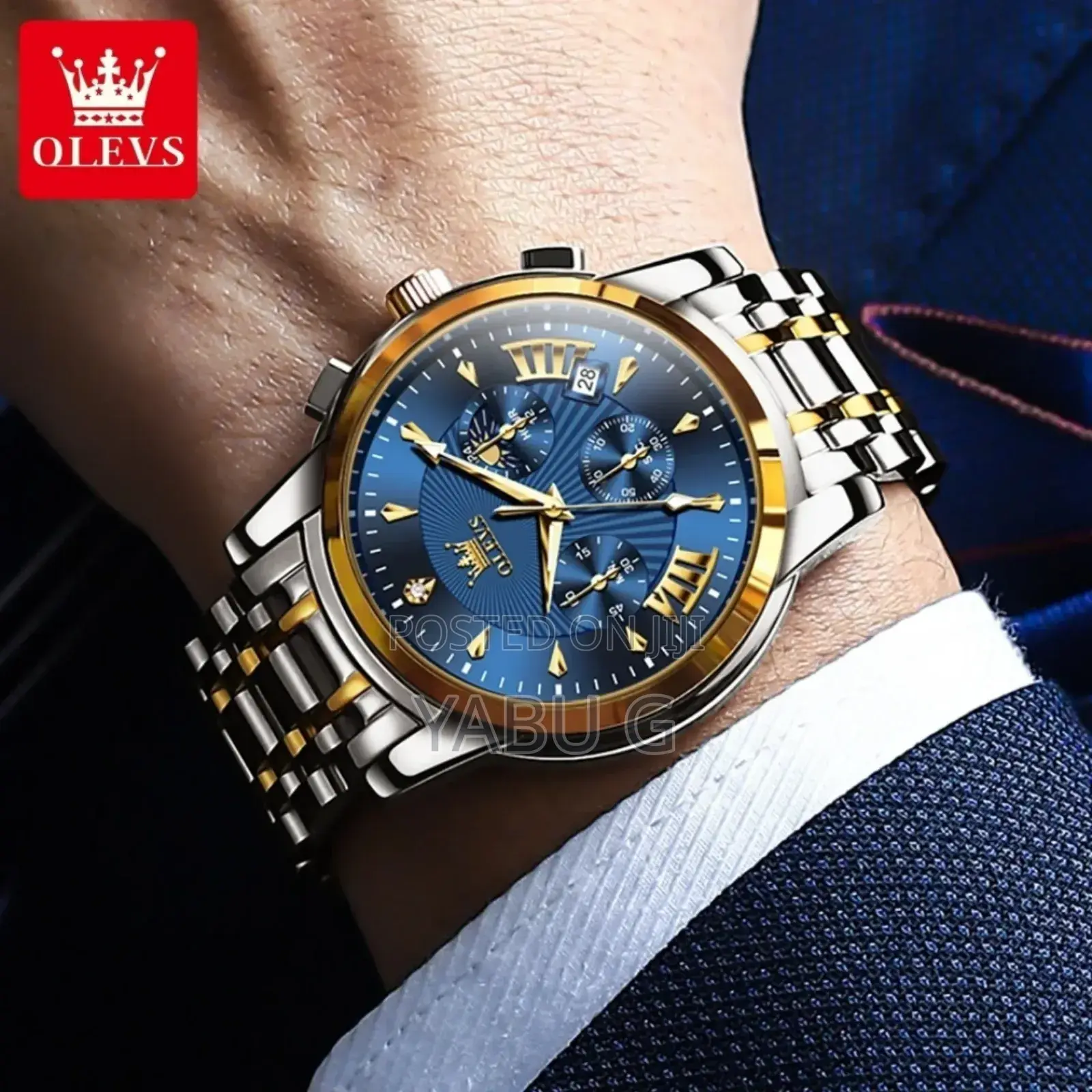 Olevs Watch for Men Stainless Steel Chronograph Watch