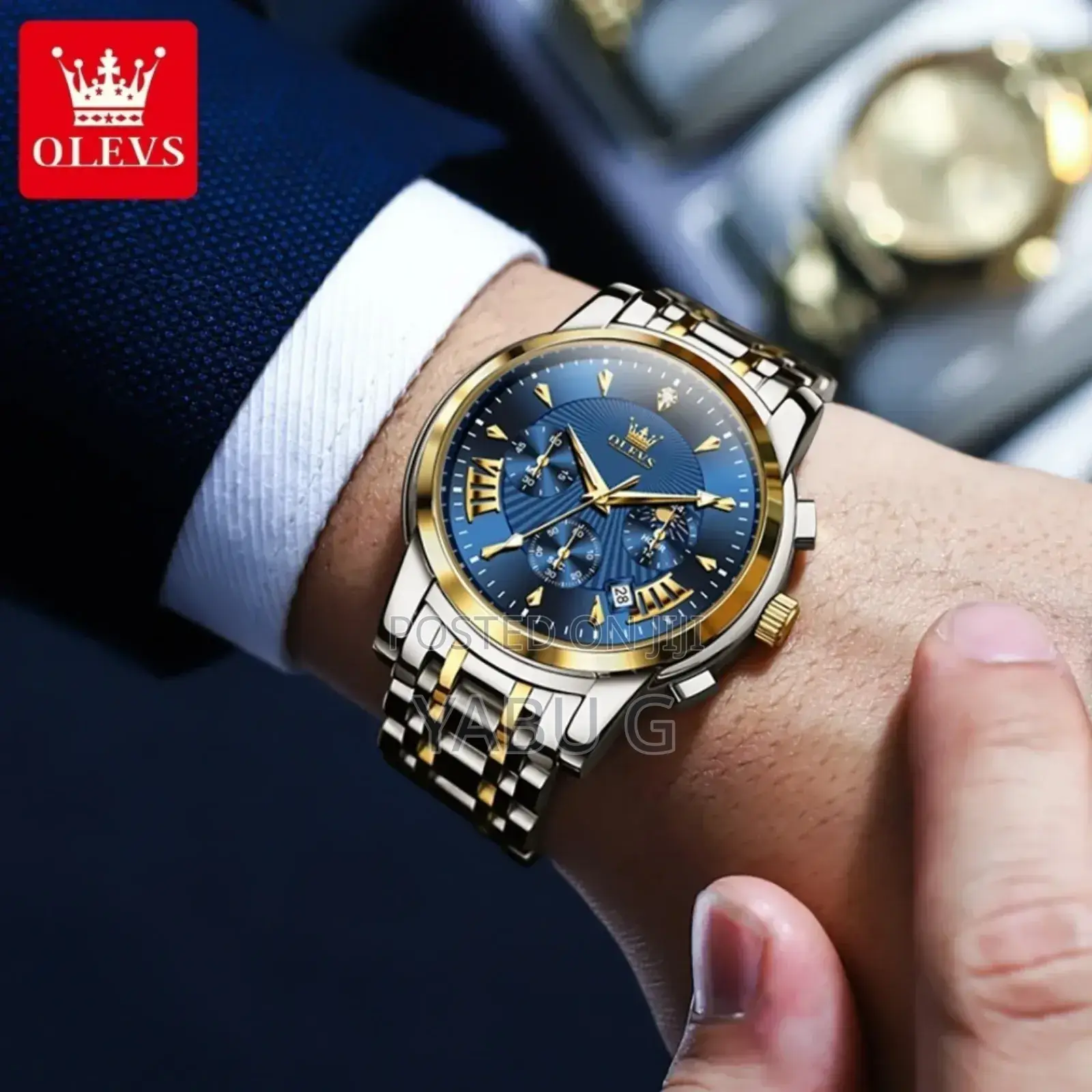 Olevs Watch for Men Stainless Steel Chronograph Watch
