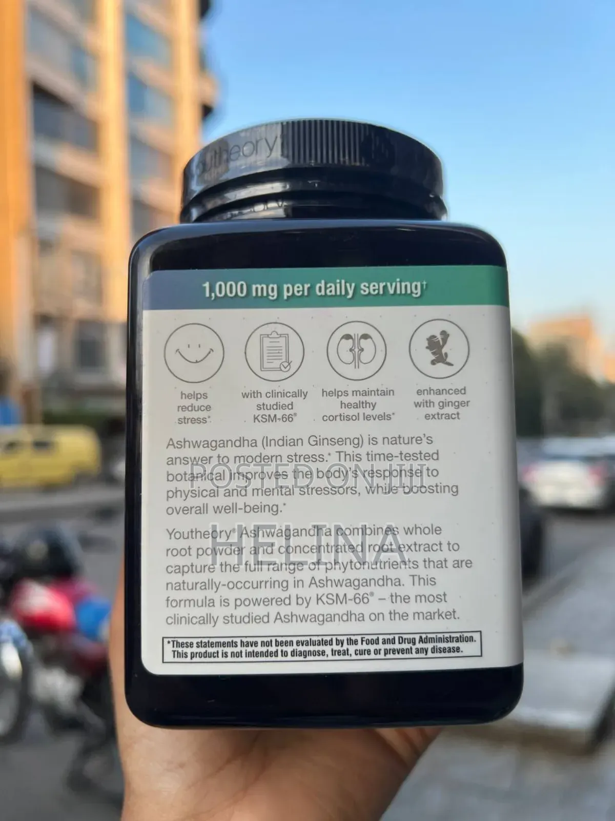 Youtheory Ashwagandha 180 Vegan Capsules 1000mg Per Daily Serving