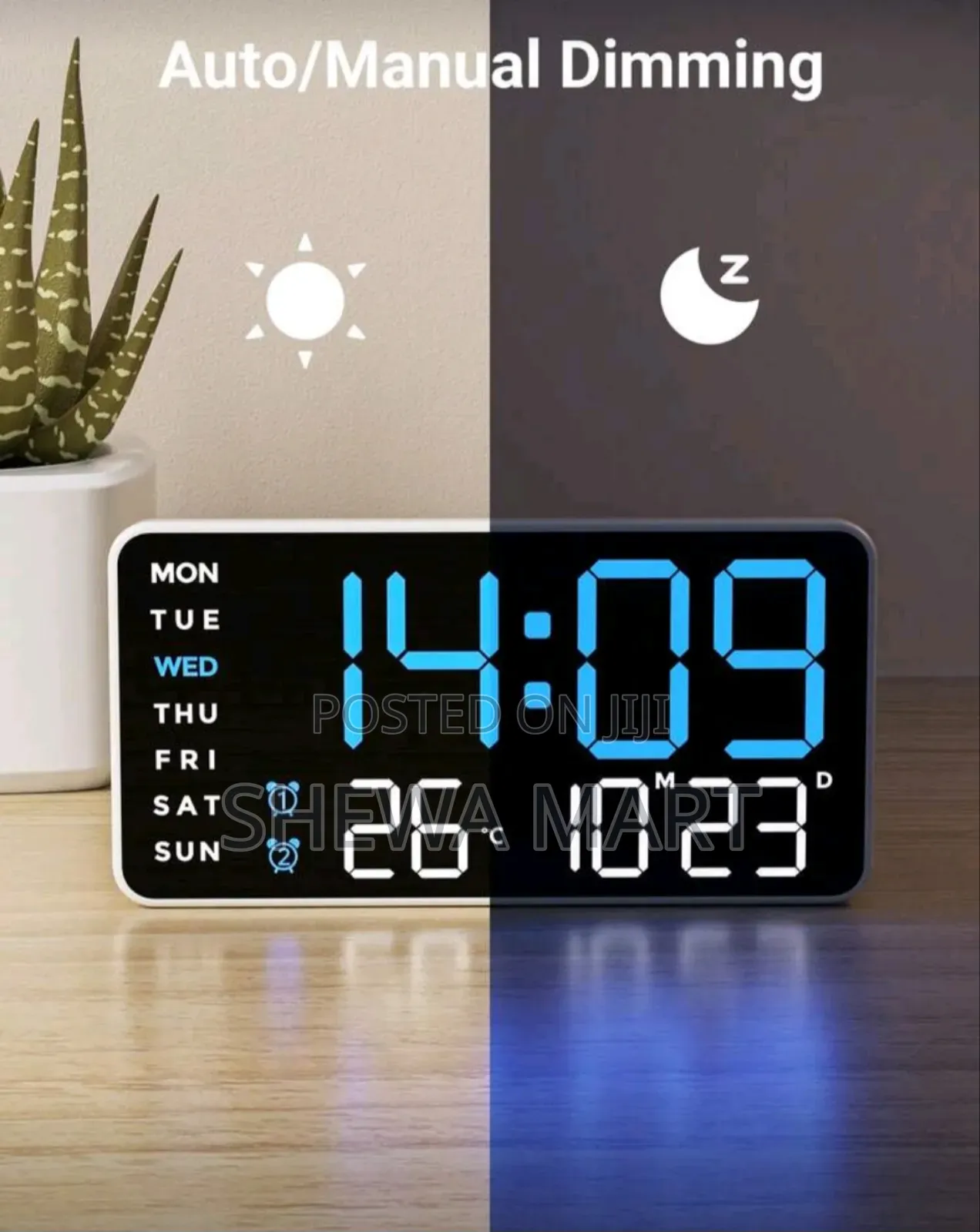 Teckwe Large Digital Wall Clock With Temperature, Calendar, Alarm
