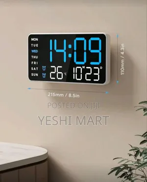 Large Digital Wall Clock With Temperature, Calendar Alarm Night Light