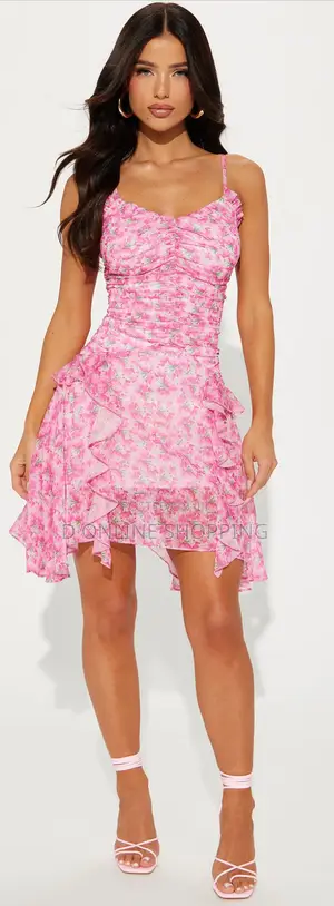 Photo - Fashion Nova Jasmine Chiffon Mini Dress- Pink