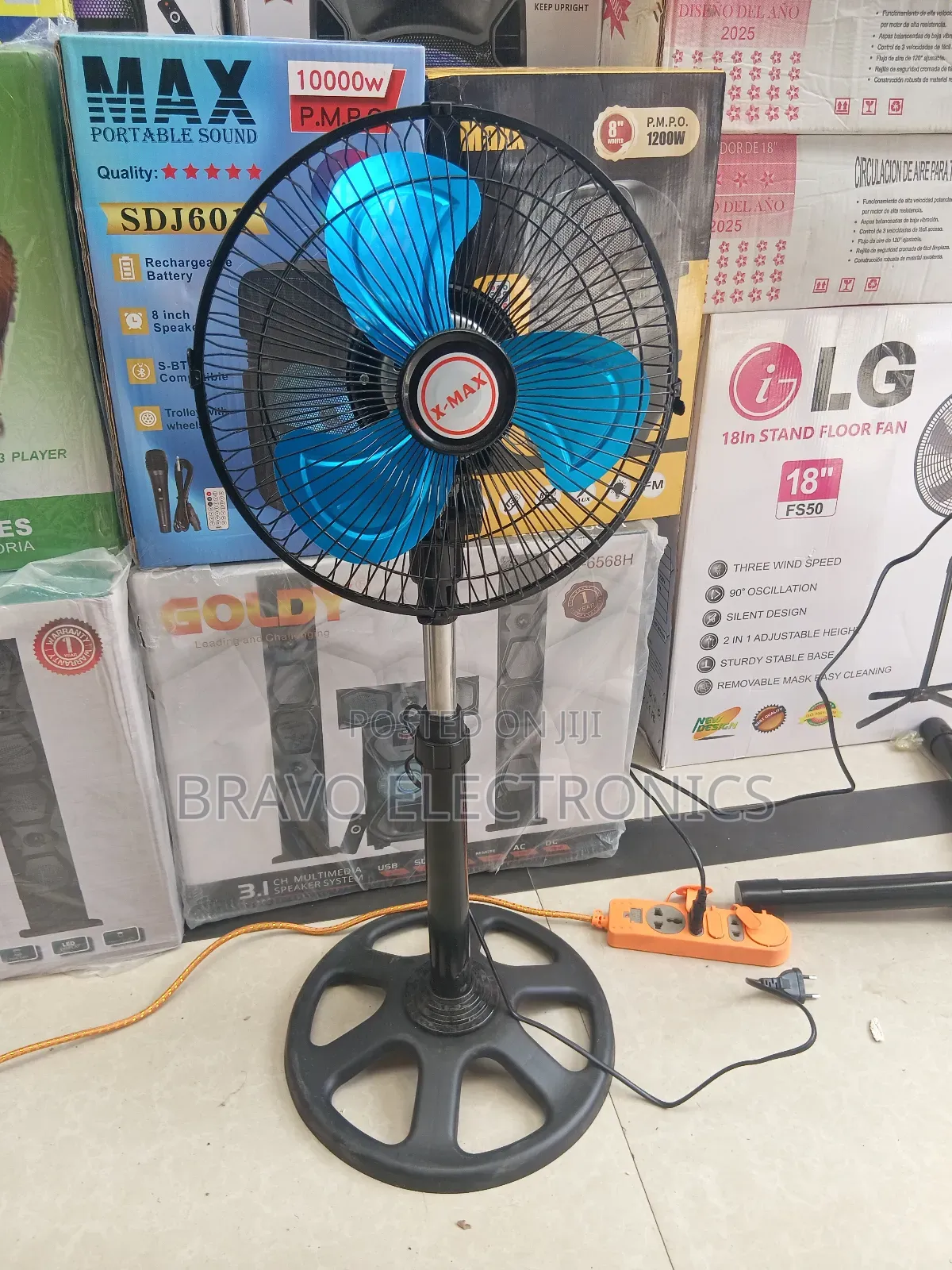 X-Max Standing Fan – Powerful Cooling, Elegant Design!