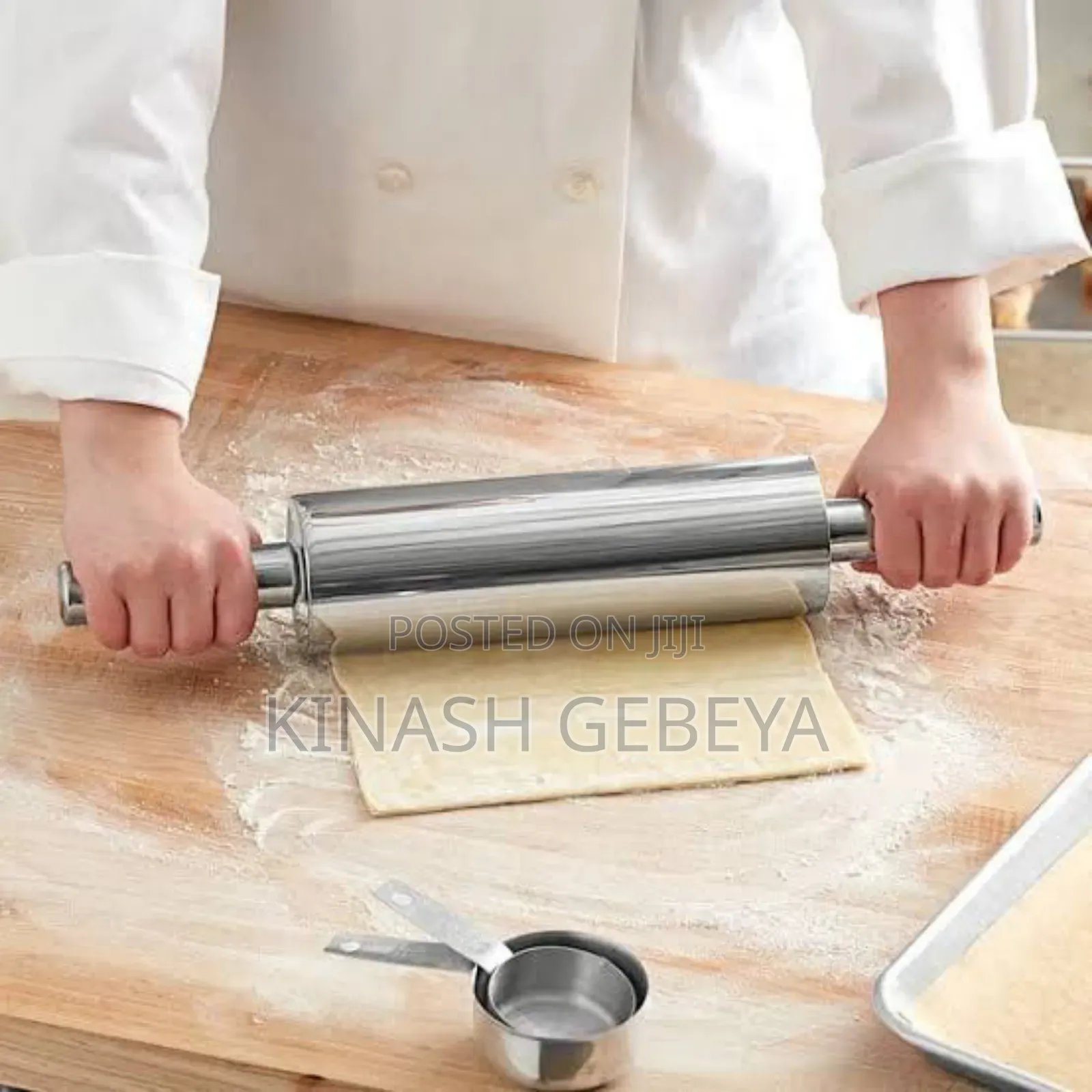 Stainless Steel Rolling Pin(የሊጥ መዳመጫ)