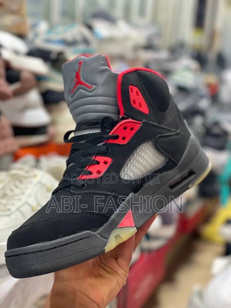 Air Jordan 5 Black and Red Mens Original