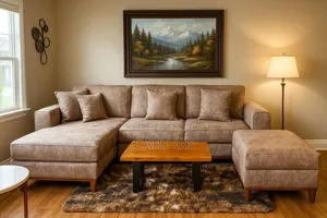 Photo - Modern L-Shaped Sofa With Ottoman