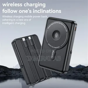 Yesido 10000mah Wireless Power Bank With Kickstand Usb-C + Ip Cables