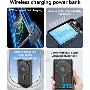 Yesido 10000mah Wireless Power Bank With Kickstand Usb-C + Ip Cables