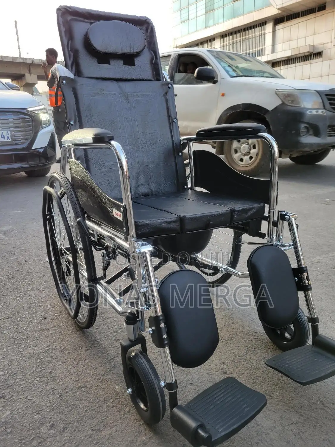 Toilet Chair島劉wheelchair卍0it Features an Adjustable Backrest, Headrest